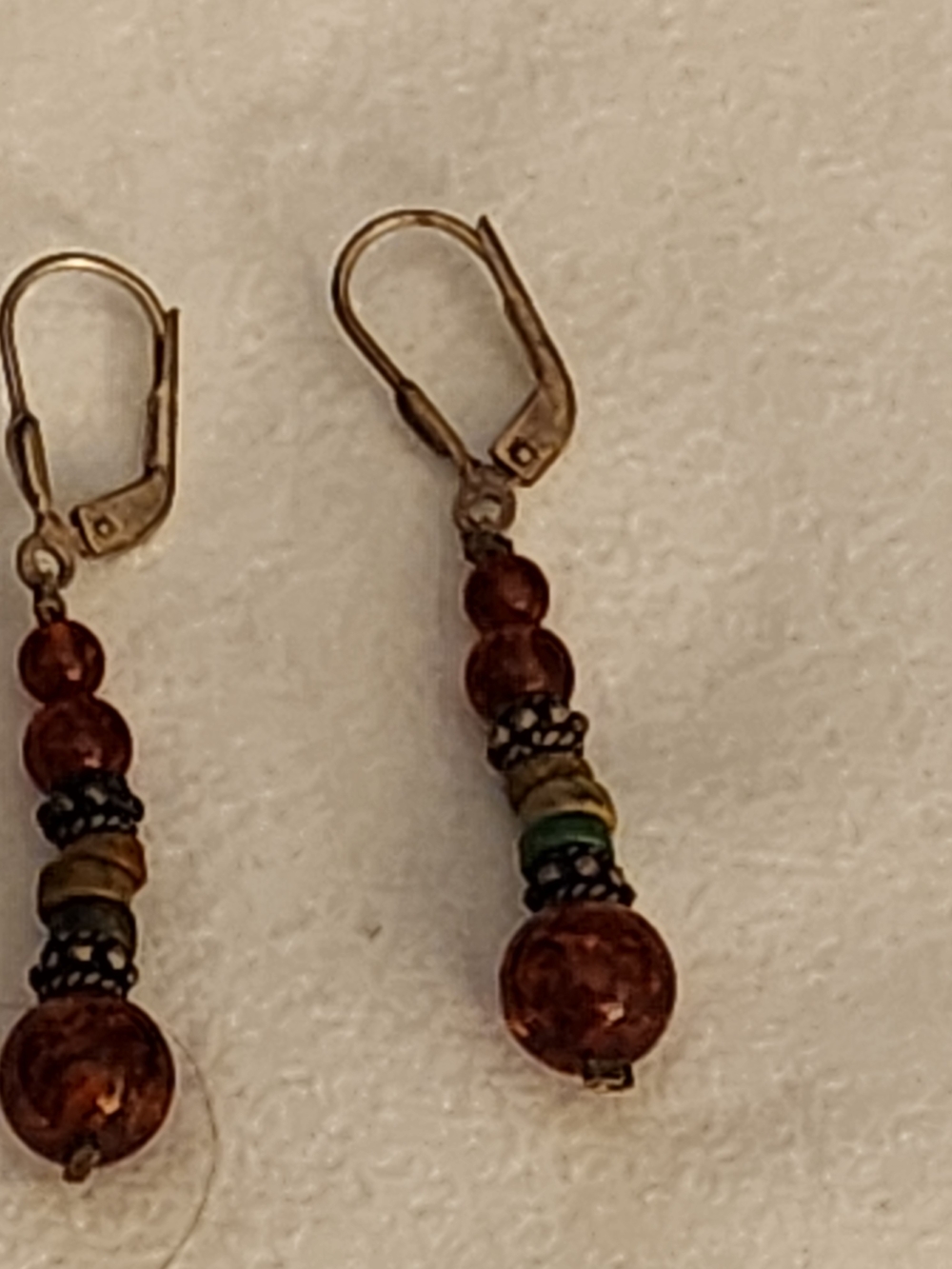 Vintage Brown Bead Drop Earrings For Pierced Ears